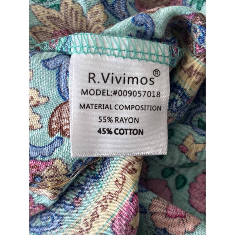 NWT R. Vivimos Women's Sz M Blue Boho Floral Print Flowy Dress (1929) - Picture 7 of 7